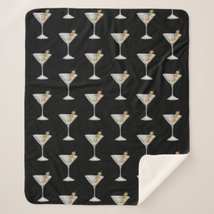 Quarantini Martini Cocktail-Muster Schwarz Sherpadecke