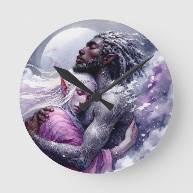 Quaraun & BoomFuzzy - Embrace Runde Wanduhr (Vorderseite)