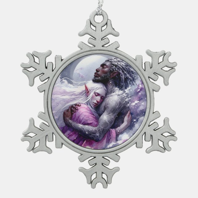 Quaraun & BoomFuzzy - Embrace Schneeflocken Zinn-Ornament (Vorderseite)