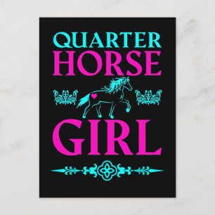Quarter Horse Girl in Aqua und Pink Postkarte