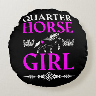 Quarter Horse Girl Rundes Kissen