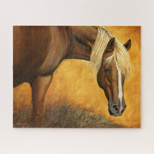 Quarter Horse mit goldener Mähne, Acrylmalerei Puzzle