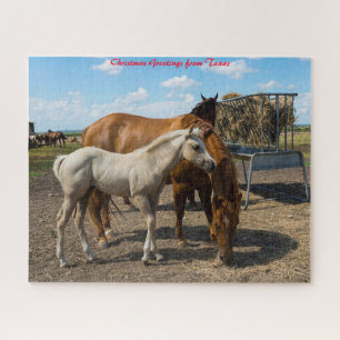 Quarter Horses Texas. Weihnachtsgrüße Puzzle