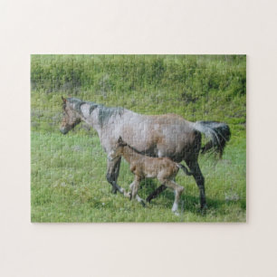 Quarterhorse-Stute mit Fohlen an der Seite Puzzle