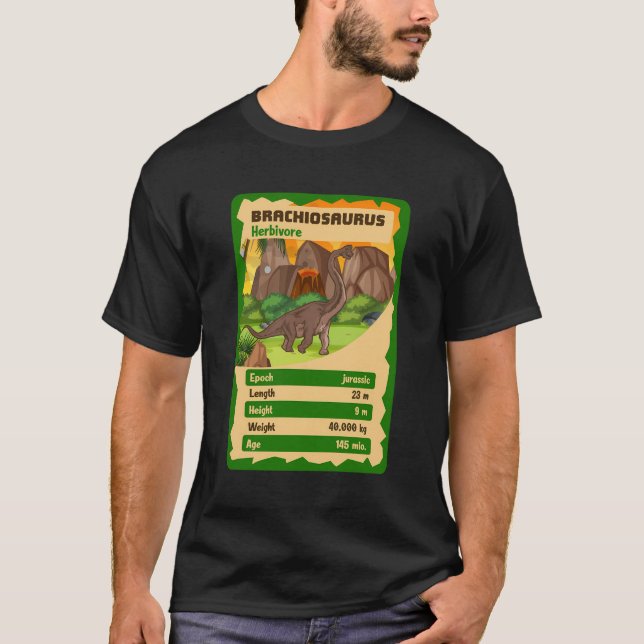 Quartet Card Brachiosaurus Dinosaurier Fakt T-Shirt (Vorderseite)