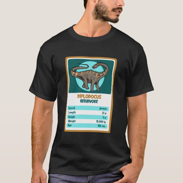 Quartett Card Diplodocus Dinosaurier Fakt T-Shirt (Vorderseite)