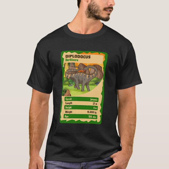 Quartett Card Diplodocus Dinosaurier Fakt T-Shirt (Vorderseite)