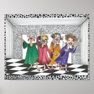 Quartett Darstellender Gals in all ihrer Herrlichk Poster