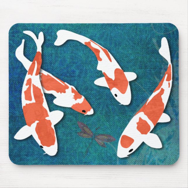Quartett von orange u. weißem Kohaku Koi Mousepad (Vorne)