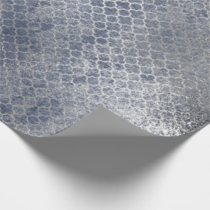 Quarzfolie Silver Glam Blau gestörtes Silber Geschenkpapier