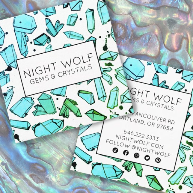 Quarzglas-Kristalle in Inky Wasserfarbe Magisch na Quadratische Visitenkarte (Von Creator hochgeladen)