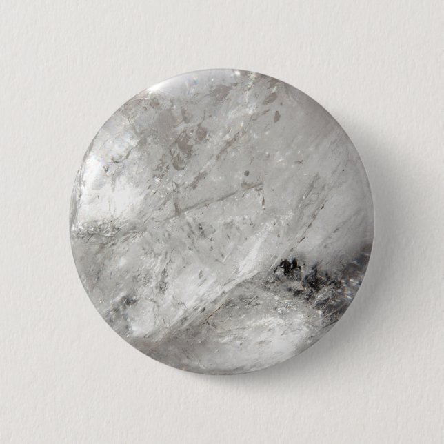 Quarzglas Zen Liebe Heilstein Glitzern Button (Vorderseite)