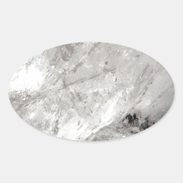 Quarzglas Zen Liebe Heilstein Glitzern Ovaler Aufkleber (Vorderseite)