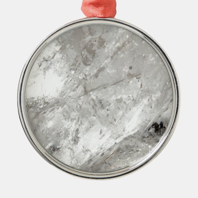 Quarzglas Zen Liebe Heilstein Glitzern Silbernes Ornament (Vorne)