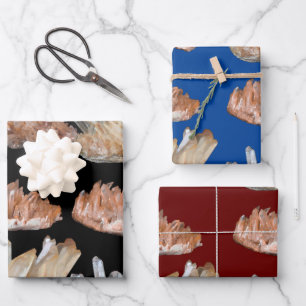 Quarzkristalle Edelstein-Geologie-Bild Geschenkpapier Set