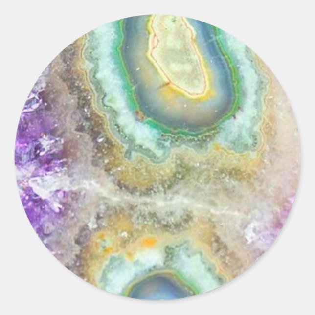 Quarzkristalle Runder Aufkleber (Vorderseite)