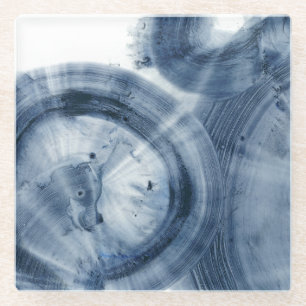 Quasare - Inky blaue Kreise Glasuntersetzer
