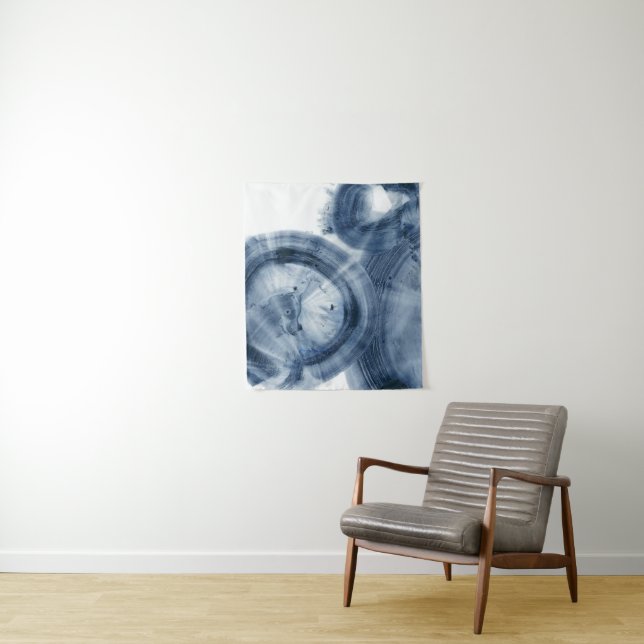 Quasare - Inky blaue Kreise Wandteppich (Beispiel)