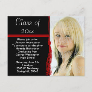 Quasten-Foto-Abschluss-Party rot und schwarz Einladung