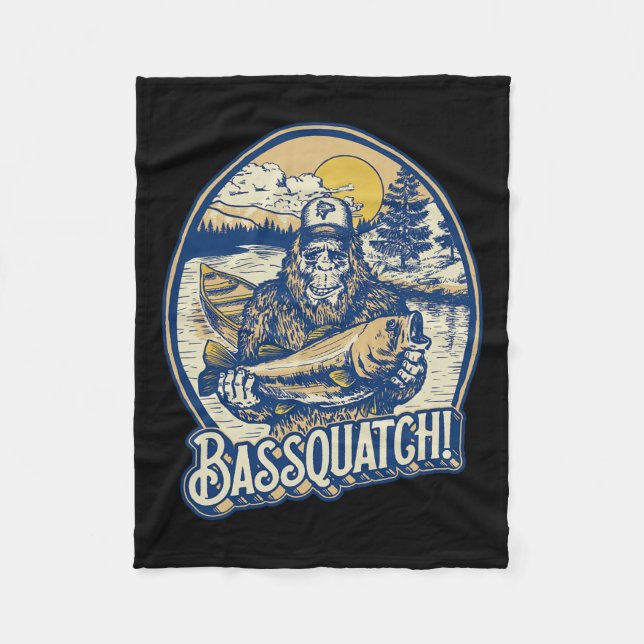 Quatch! B Fischer Sasquatch Funny Bigfoot Fishi Fleecedecke (Vorderseite)