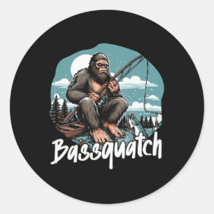 Quatch! Funny Fishing Outdoor Retro Fisherman Gif Runder Aufkleber