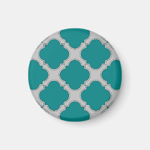 Quatrefoil aquamarin und grau magnet