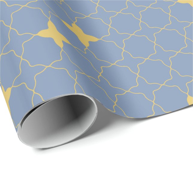 Quatrefoil Geometric Pattern Wrapping Paper Geschenkpapier (Rolleneckpunkt)