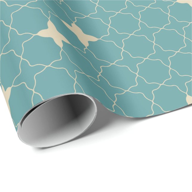 Quatrefoil Geometric Pattern Wrapping Paper Geschenkpapier (Rolleneckpunkt)