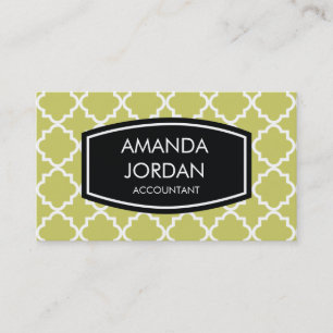 Quatrefoil Hintergrund-Visitenkarte - Olive Visitenkarte