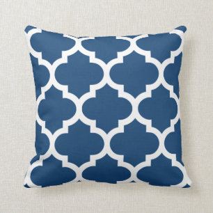 Quatrefoil Kissen in Monaco-Blau
