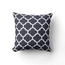 Quatrefoil Kissen - Marine-Blau-Muster