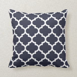 Quatrefoil Kissen - Marine-Blau-Muster