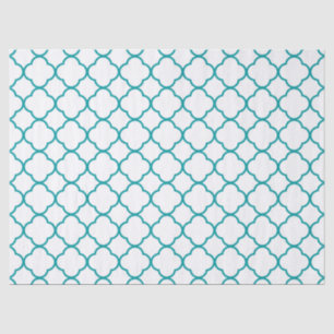 Quatrefoil Klee-Muster: Aquamarin Seidenpapier