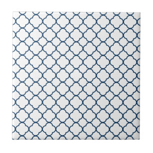 Quatrefoil Klee-Muster: Marine-Blau Fliese