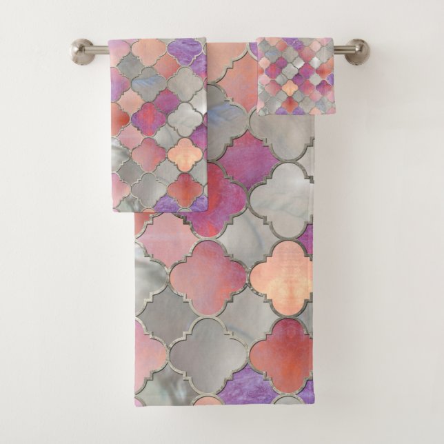 Quatrefoil marokkanische Musterperle und -quarz Badhandtuch Set (Insitu)