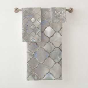 Quatrefoil marokkanisches Muster-Perlmutt Badhandtuch Set