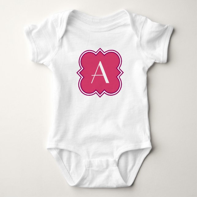 Quatrefoil mit Monogramm Baby Strampler (Vorderseite)
