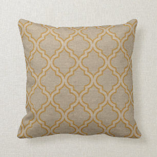 Quatrefoil Muster-Taupe und Gold Kissen