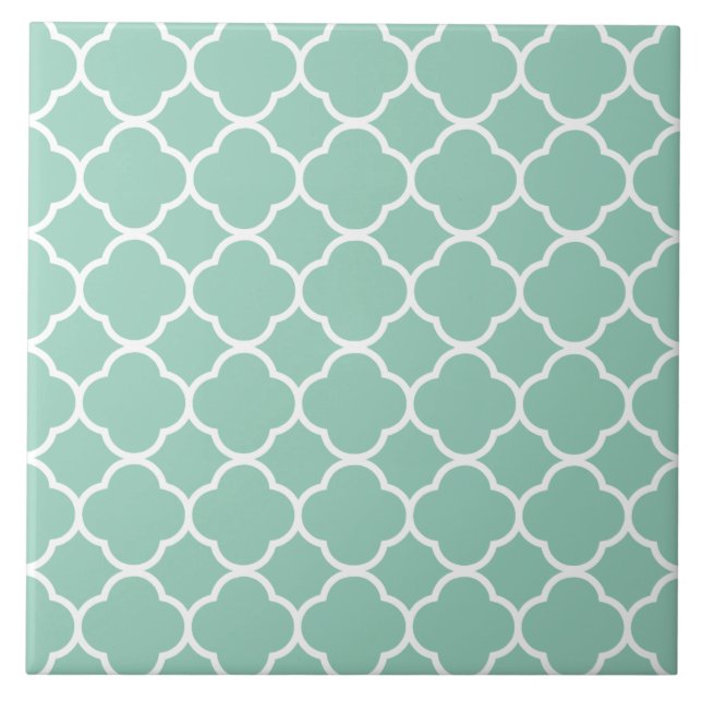 Quatrefoil Pattern Teal Fliese (Vorderseite)