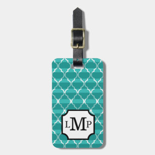 Quatrefoil Schatten Stripes Monogramm aquamarines Gepäckanhänger