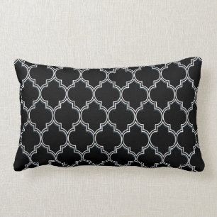 Quatrefoil Schwarz-weiße und graue Kissen