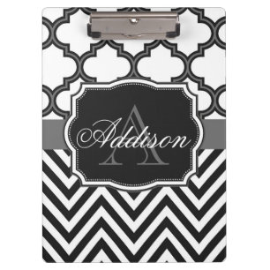 Quatrefoil Zickzack Monogramm Klemmbrett