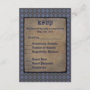 Quatrefoils Gold auf Blau RSVP Karte