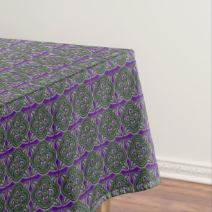 Quatrefoils kreuzt Grün und Lila Tischdecke