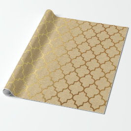 Quatrefolie Art Deco Kraft Gold Elegantes Design Geschenkpapier