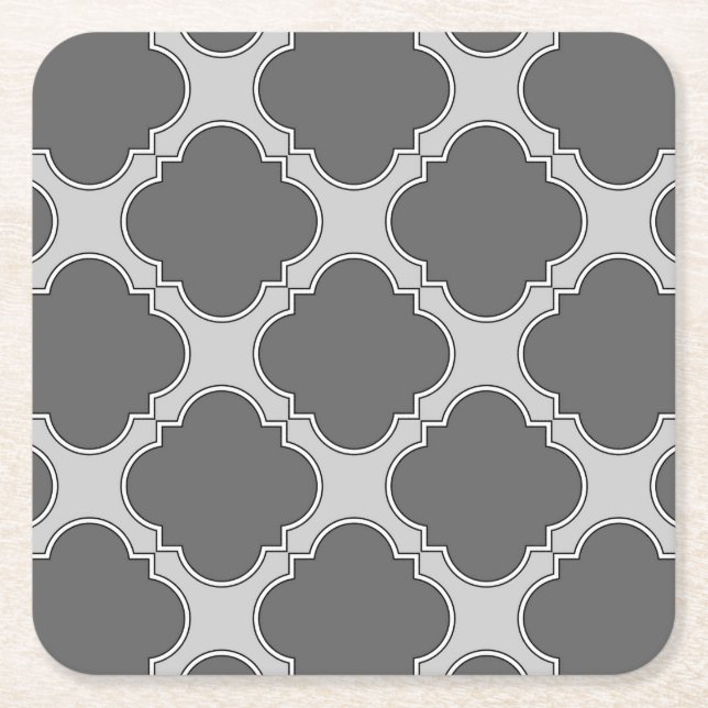 Quatrefolie in Grautönen Rechteckiger Pappuntersetzer (Vorderseite)