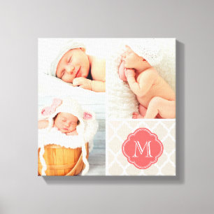 Quatrefolie Monogram Baby Foto Collage Kinderzimme Leinwanddruck
