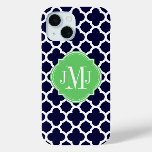 Quatrefolie Navy Blue and White Muster Monogram Case-Mate iPhone Hülle