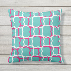Quatrefolien Aquamarin Blau Pink Weiße Muster Nie Kissen