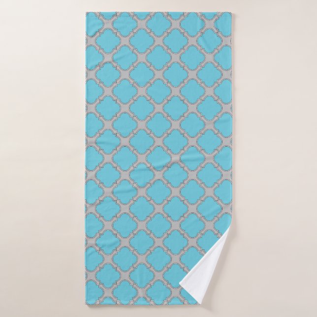 Quatrefolienblau und grau badehandtuch (Badehandtuch)